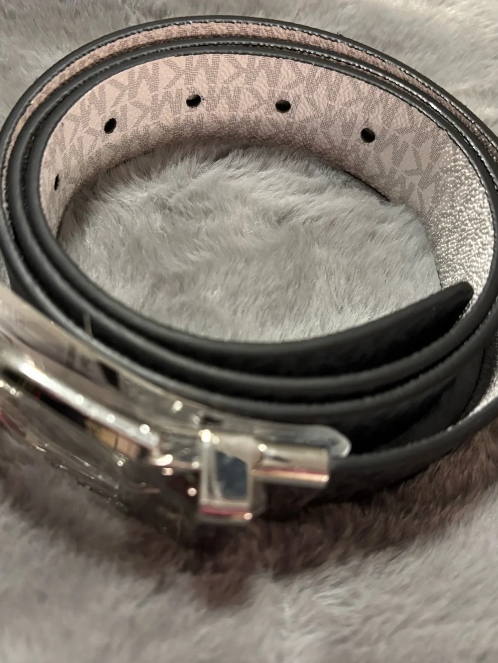 Michael Kors Reversible Monogram Belt in Black & White